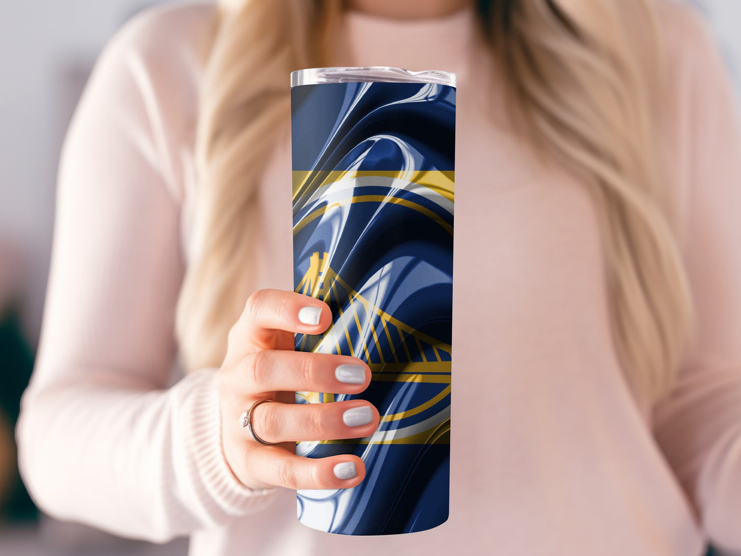 Golden State Warriors Abstract Art Swirl Design Tumblers