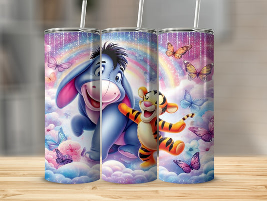 Cheerful Character and Butterfly Pattern Beverage Tumbler