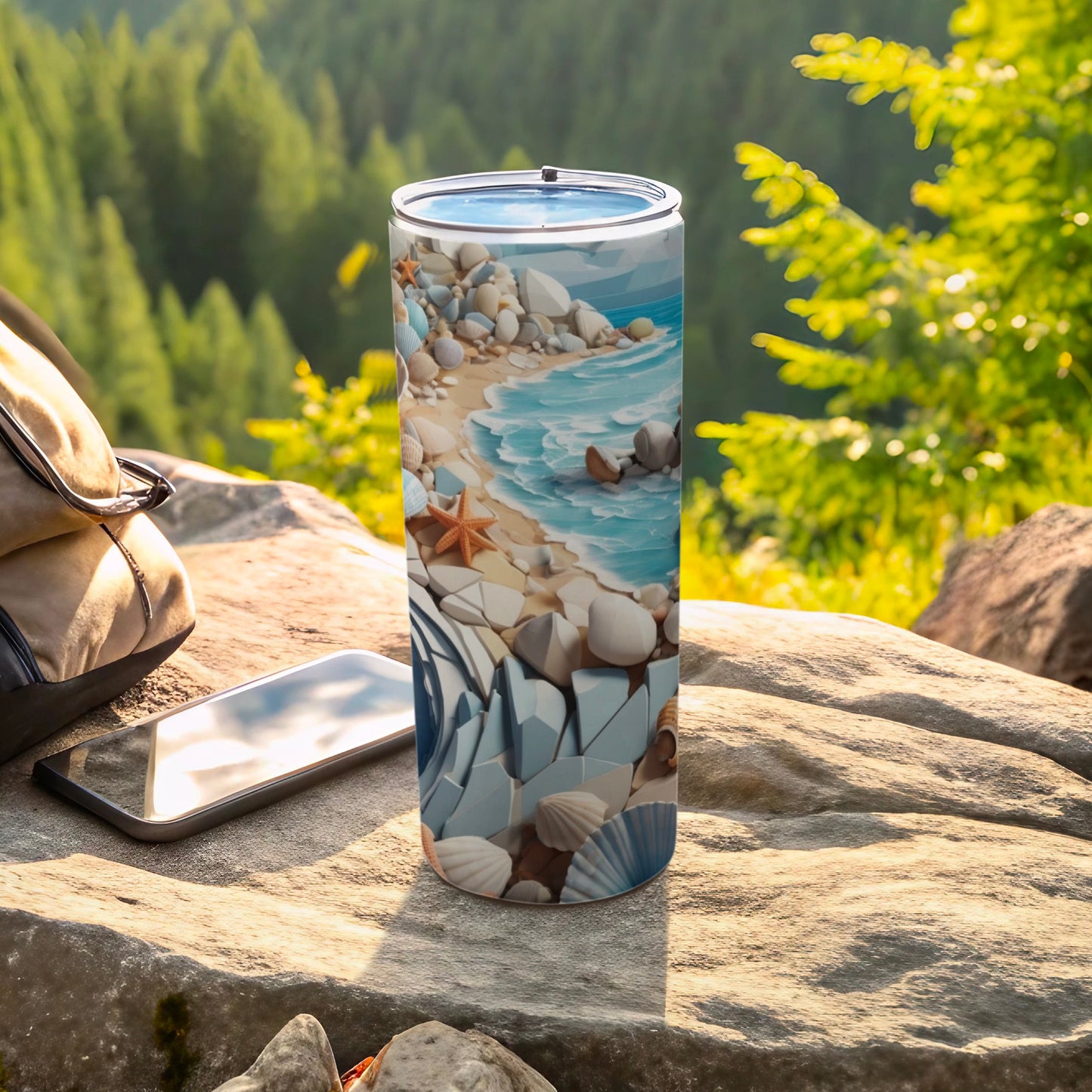 Beach Scene Illustrated Travel Tumbler for Outdoor Adventures
