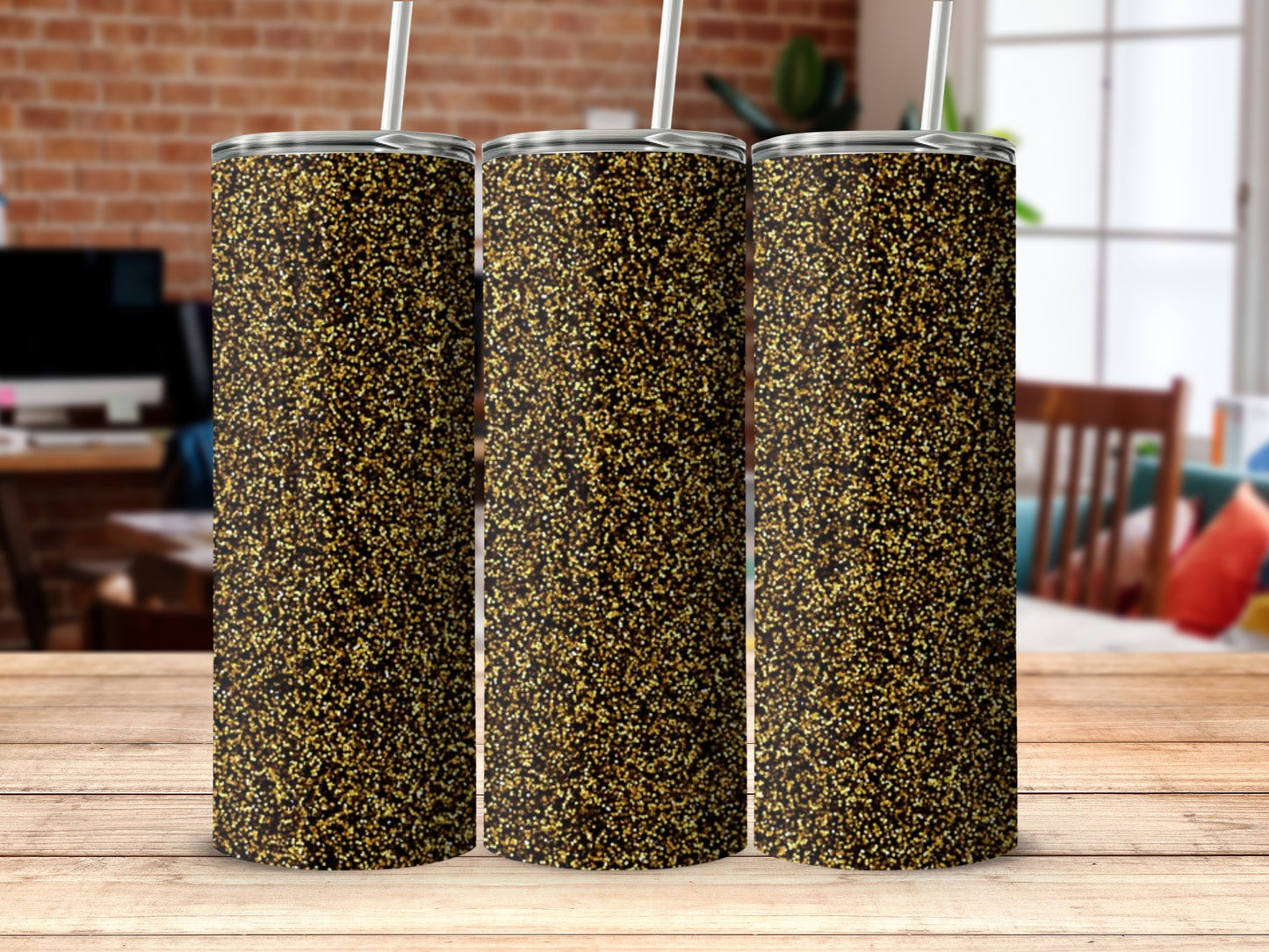 Glitter Sparkle Tumbler Wrapped Around Design Flask