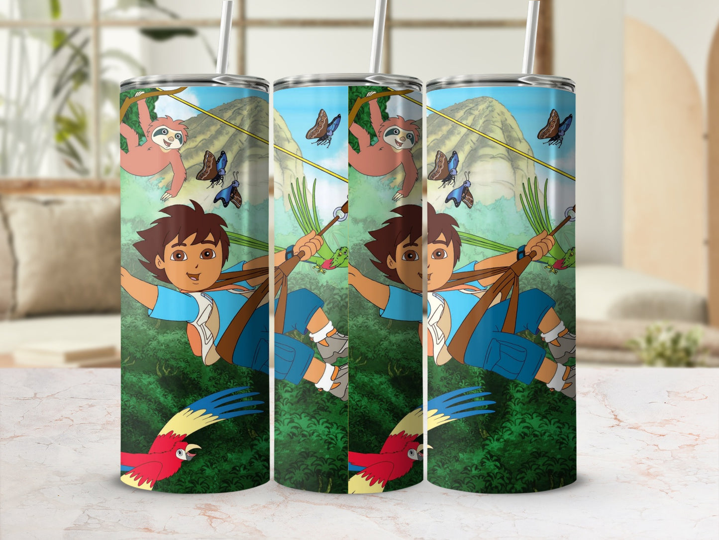 Colorful Adventure Cartoon Characters Tumbler Cup