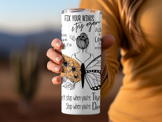 Inspirational Butterfly Design Insulated Tumbler