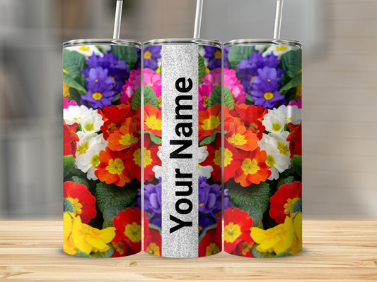 Personalized Colorful Floral Tumbler Custom Name Gift