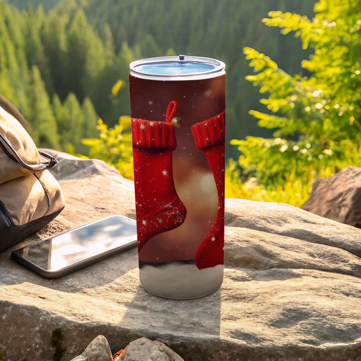 Festive Holiday Stocking Insulated Beverage Tumbler