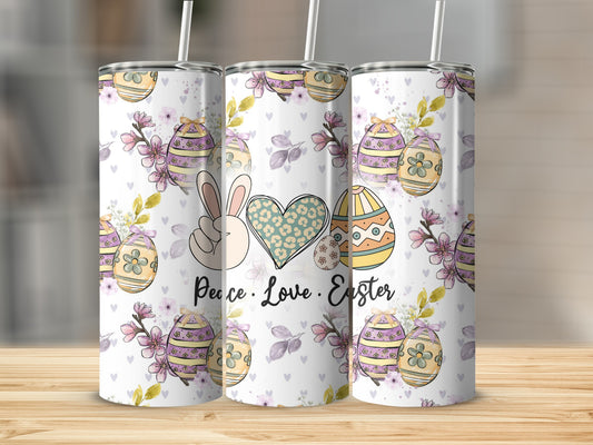 Peace Love Easter Design Bunny Eggs Spring Flowers Tumbler product type