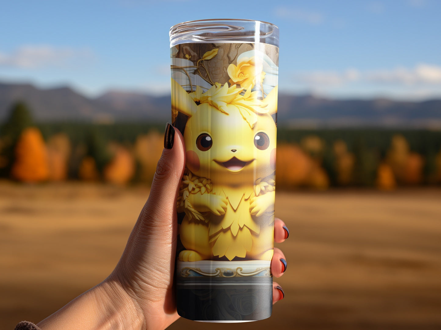 Adorable Pikachu Yellow-Themed Insulated Tumbler