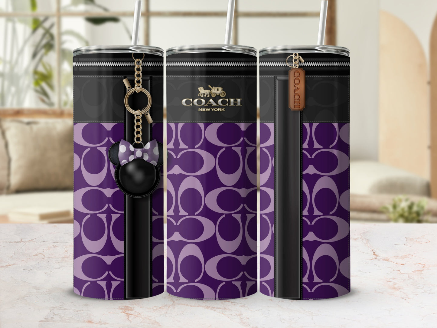 Purple and Black Designer Pattern Travel Tumblers
