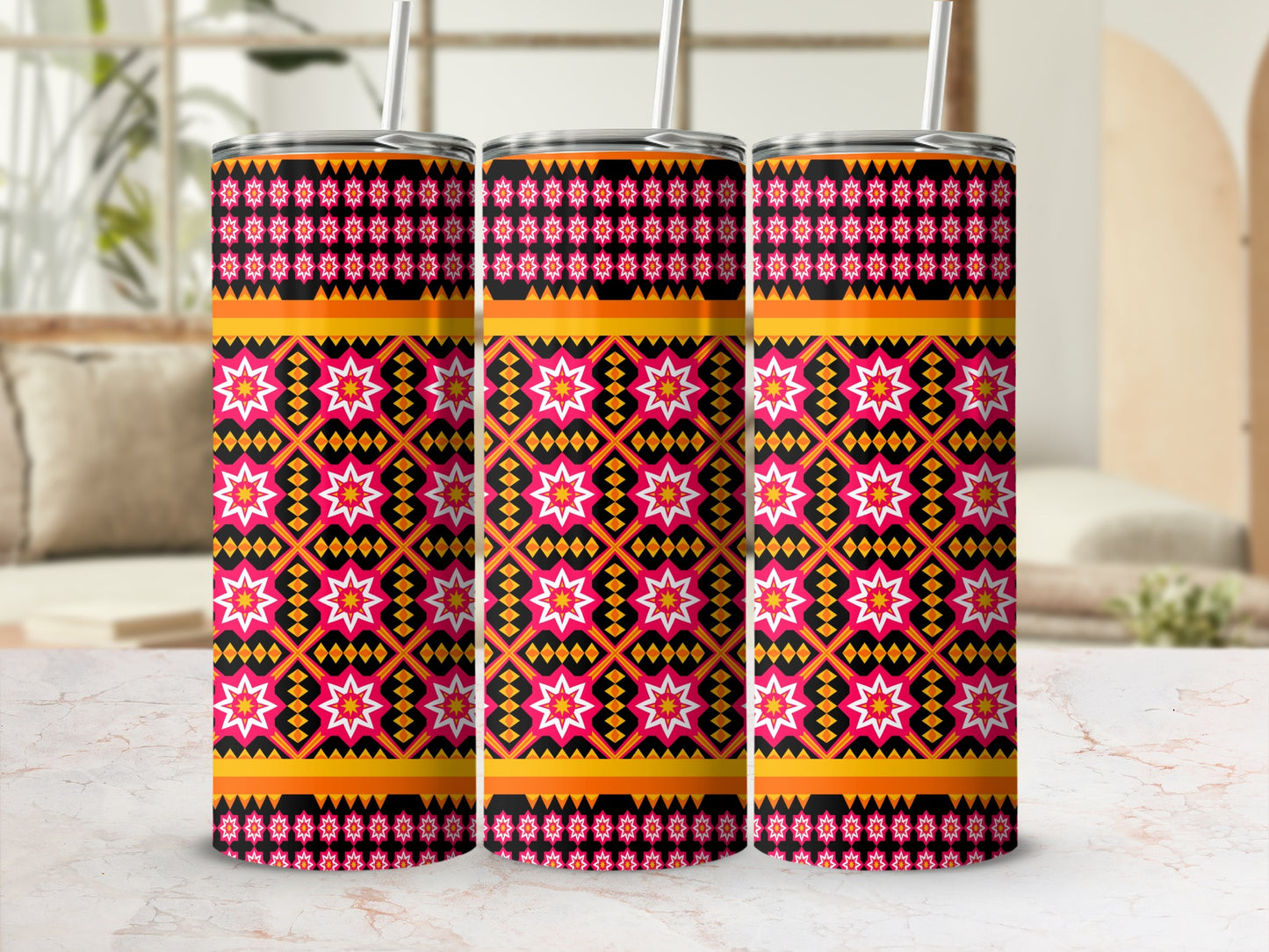 Colorful Geometric Pattern Tumbler Product