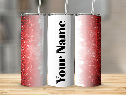 Red Glitter Custom Personalized Tumbler with Your Name