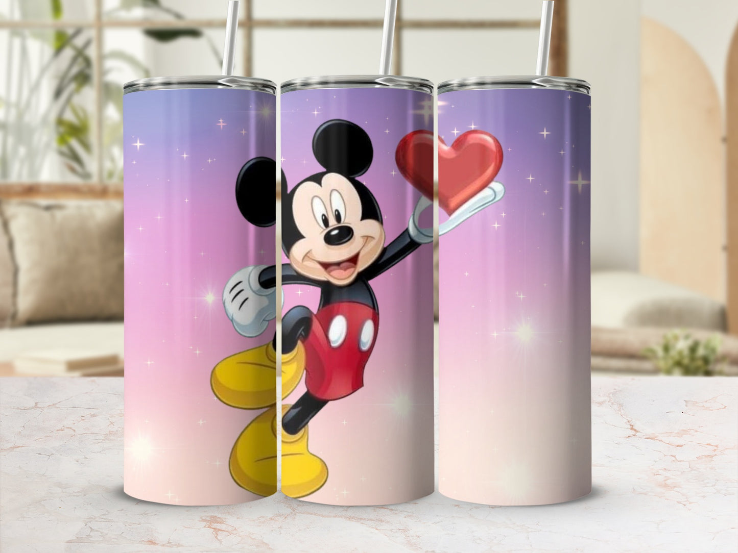 Mickey Mouse Holding Heart Tumbler Animated Design