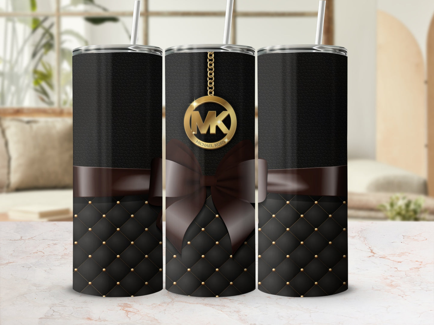 Elegant Quilted Design Tumbler with Chic Bow Accent