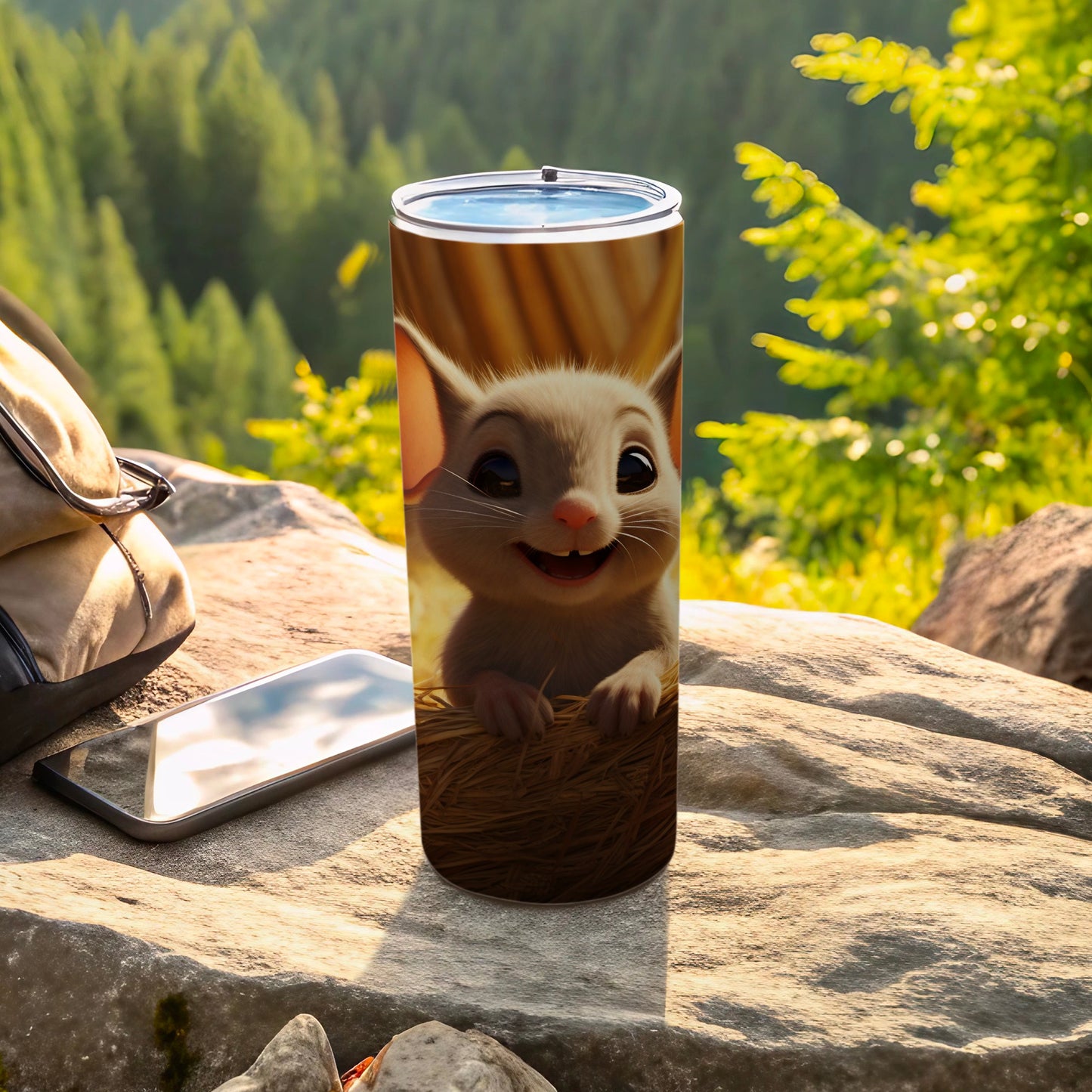 Adorable Smiling Mouse Design Travel Tumbler
