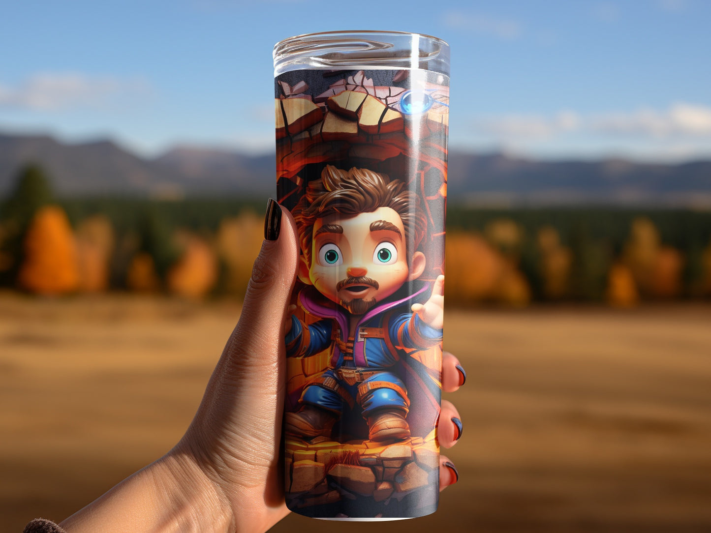 Customizable Tumbler Featuring Scenic Landscape Art
