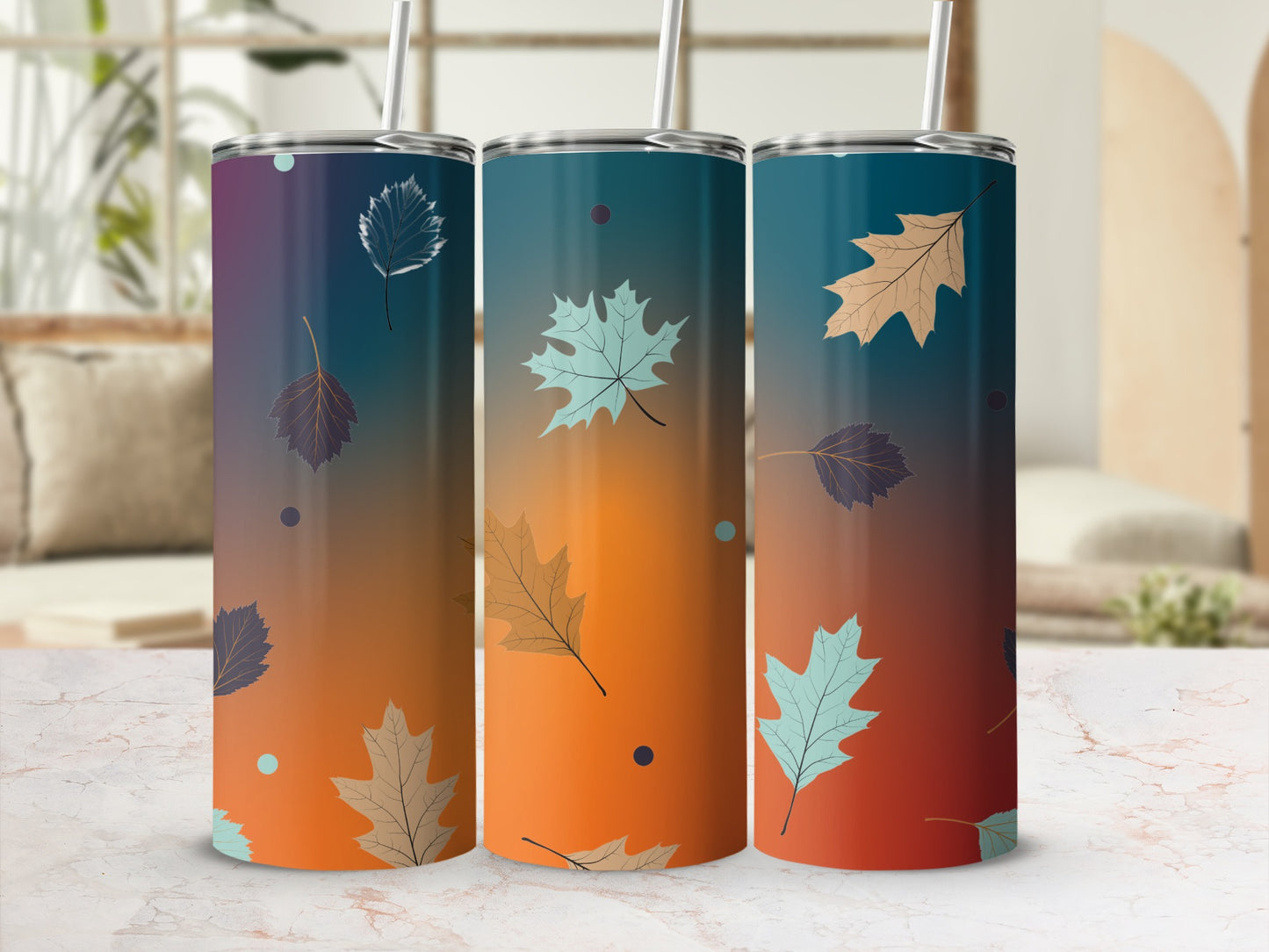 Colorful Autumn Leaves Gradient Design Tumbler