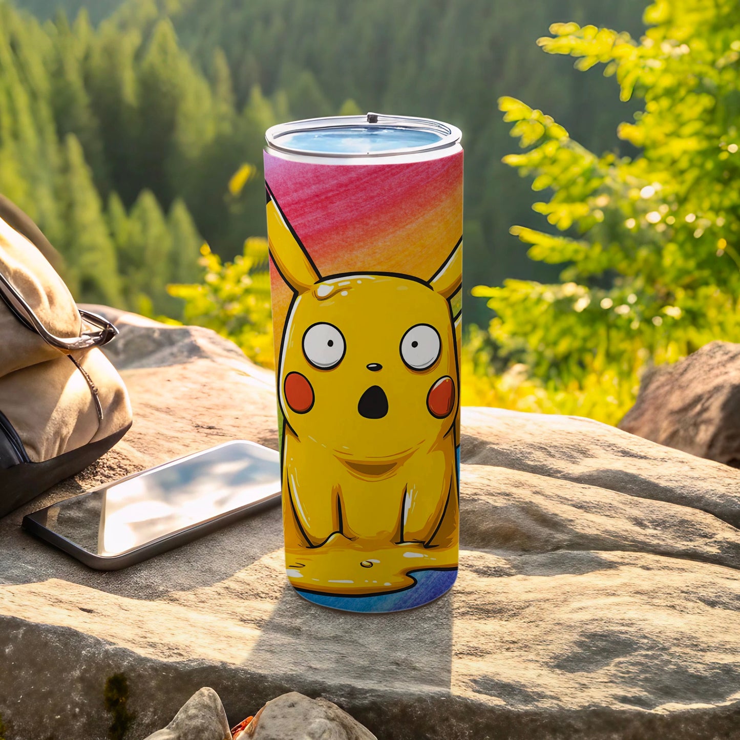 Shocked Pikachu Design Travel Tumbler for Outdoor Adventures