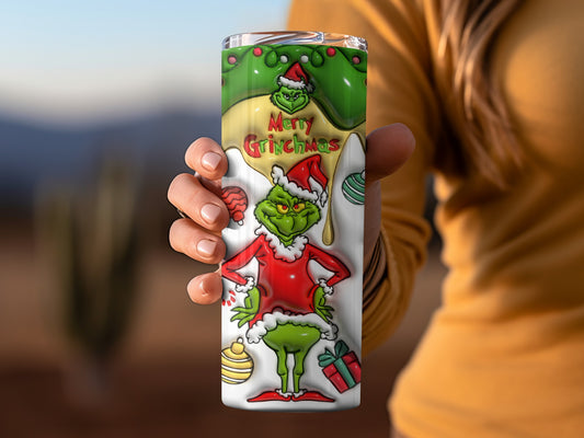 Merry Grinchmas Festive Holiday Travel Tumbler Cup