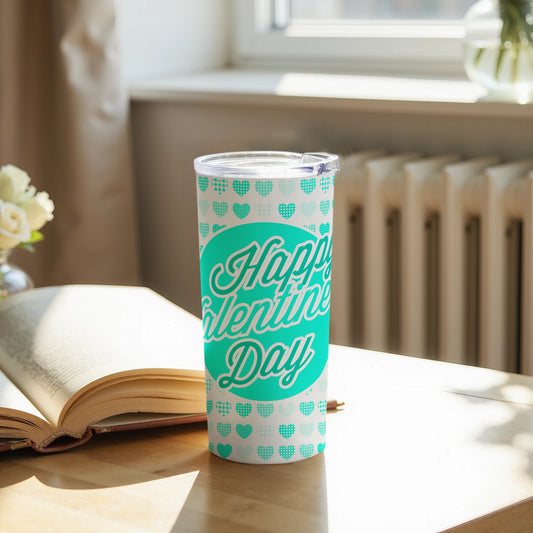 Happy Valentine's Day Heart Pattern Travel Mug