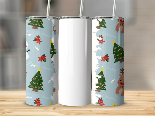 Christmas Themed Festive Snowman Pattern Tumbler