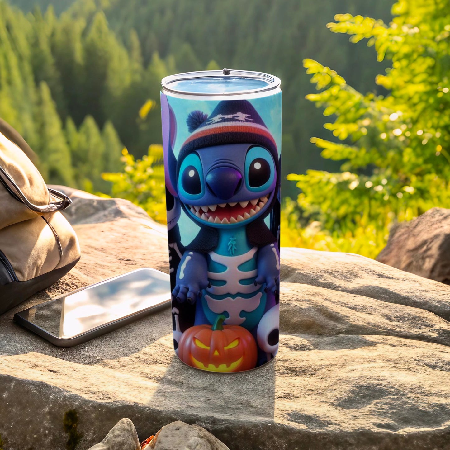Halloween Themed Stitch Tumbler for Outdoor Adventures
