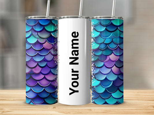 Customizable Mermaid Scale Tumbler with Text Option