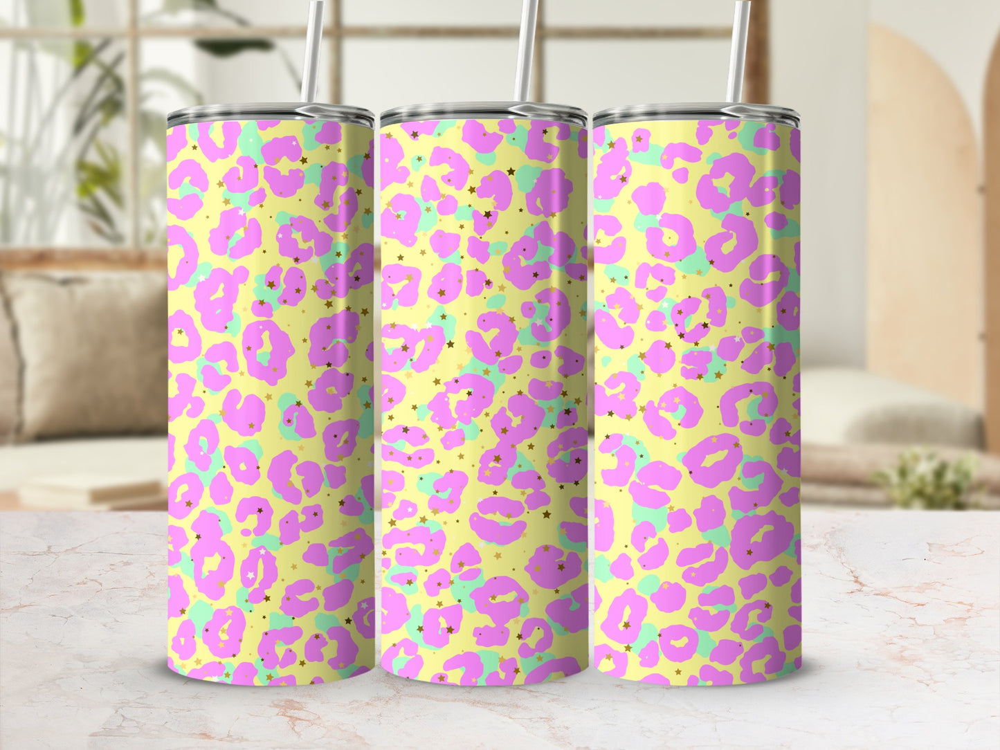 Neon Pink Animal Print Tumbler Cup Design Tumblers