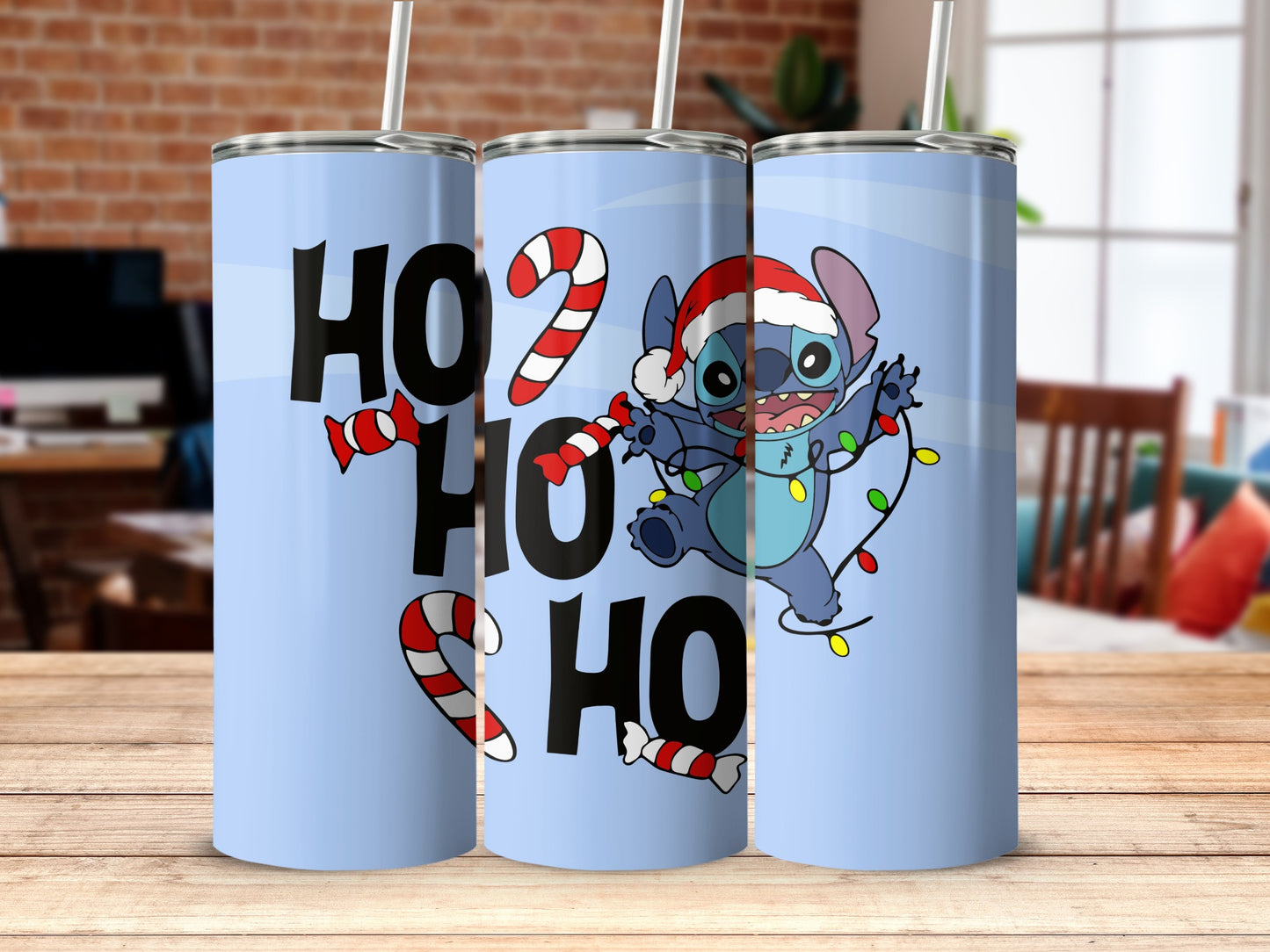 HO HO HO Christmas Tumbler with Fun Cartoon Design