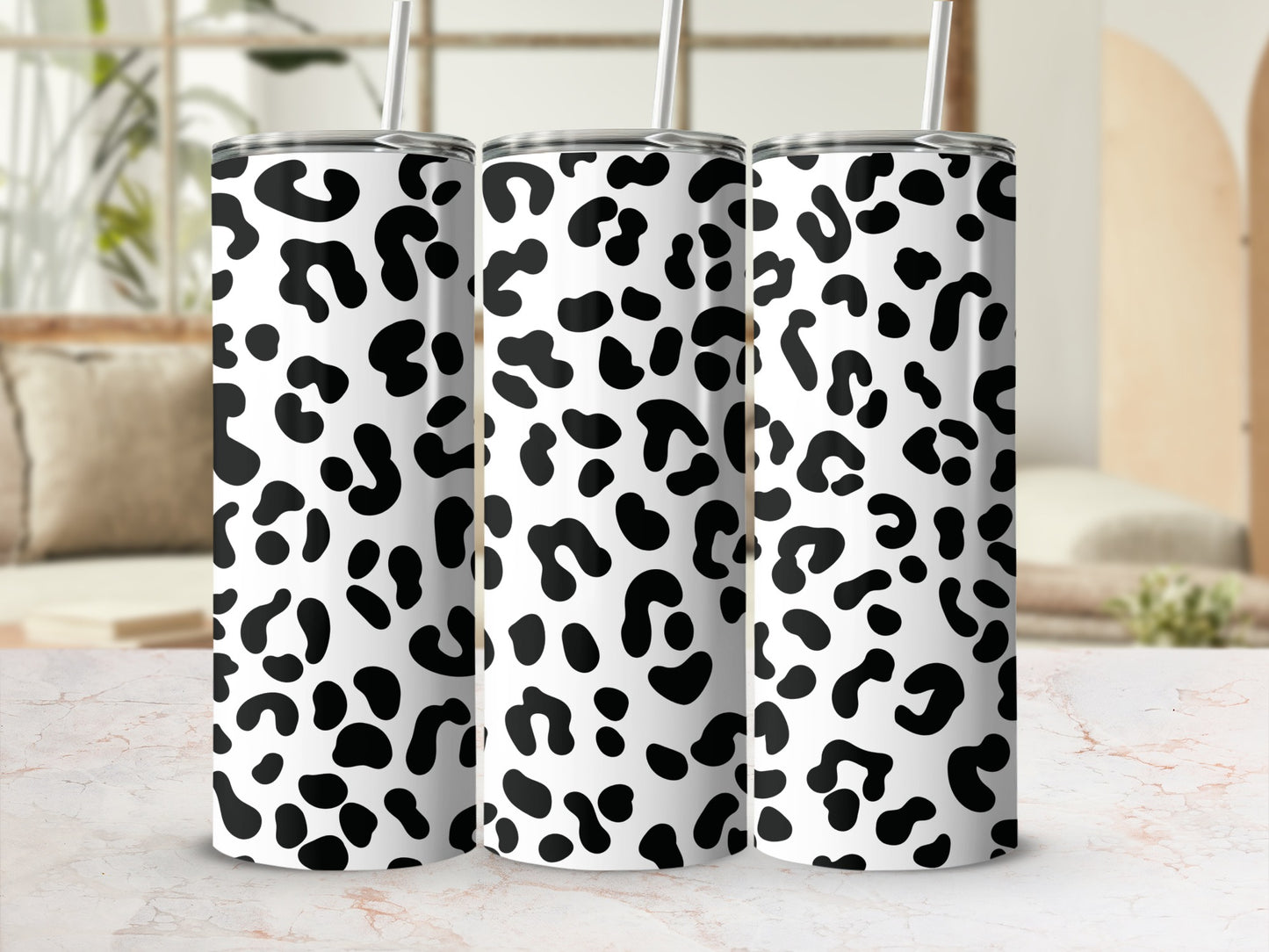 Black and White Abstract Animal Print Tumbler Product