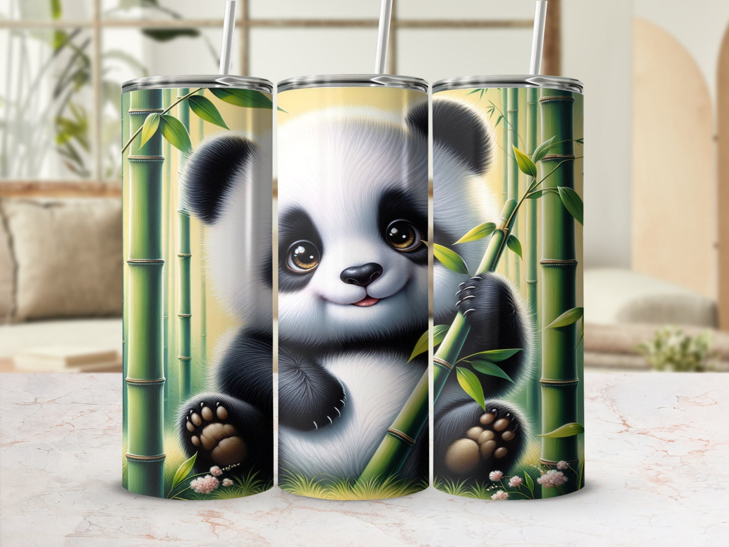 Cute Panda with Bamboo Design Tumbler Product
