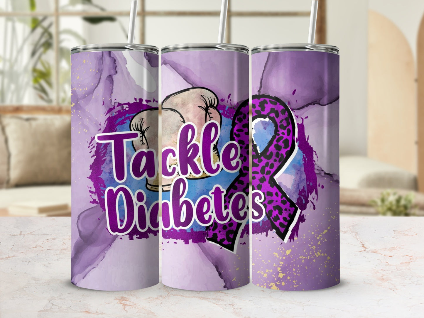 Tackle Diabetes Design Purple Tumblers Perfect for Gifts