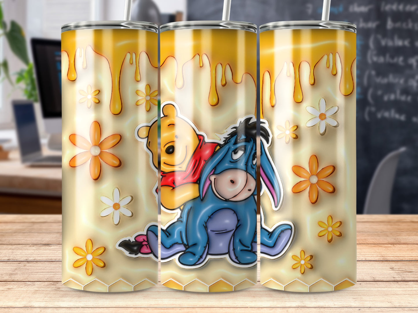 Winnie and Eeyore Stainless Tumbler with Honey Design