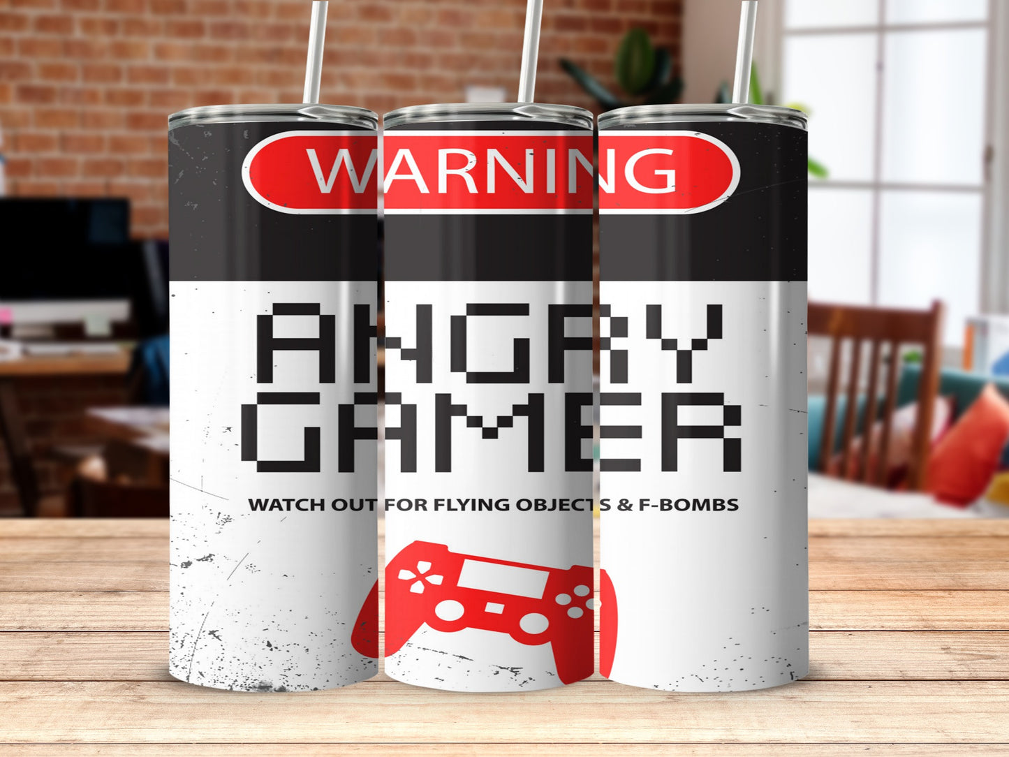 Angry Gamer Warning Flying Objects F Bombs Tumbler