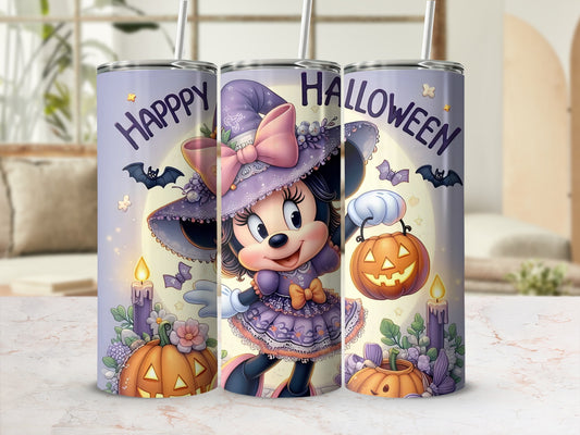 Adorable Happy Halloween Witch Graphic Tumbler Cup