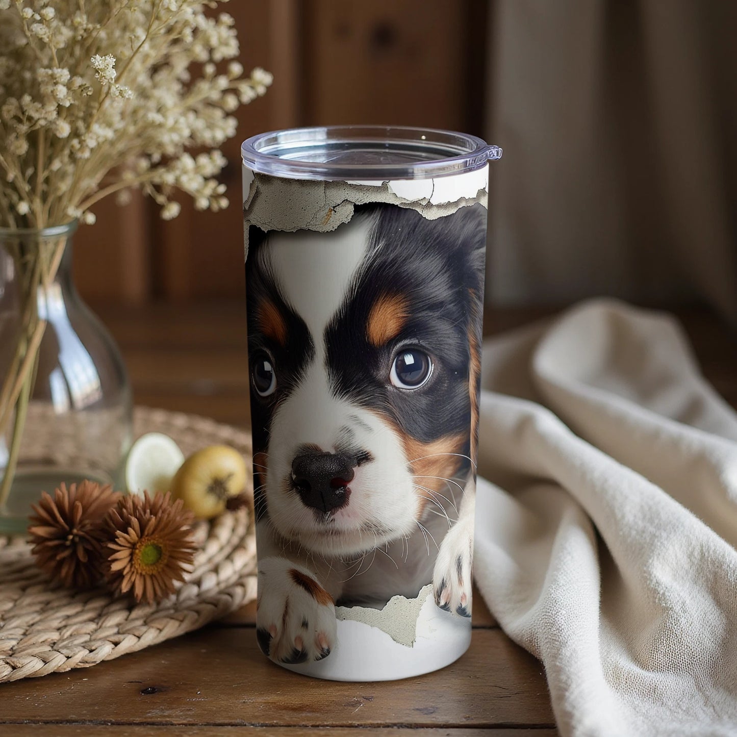 Cute Puppy Crack Effect Graphic Beverage product type
puppy, dog, cute puppy, pet dog, animal design, cracked effect, peeking puppy, dog art, canine, pet lover gift, tumbler design, beverage tumbler, drinkware, travel accessory, puppy eyes, tri-color puppy, bernese puppy, dog mom gift, dog dad gift, pet portrait