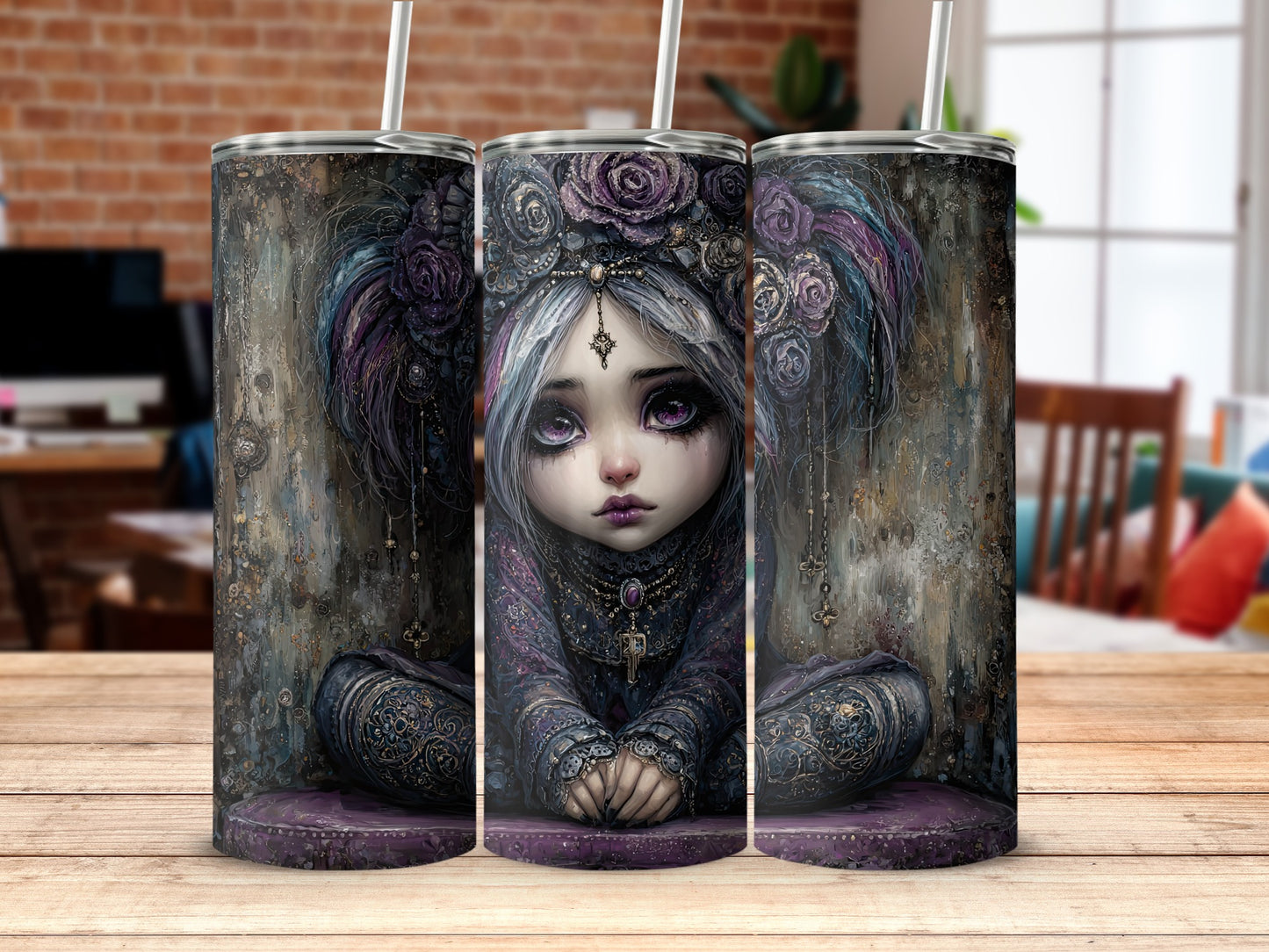 Gothic Doll Art Stainless Steel Tumbler Drinkware