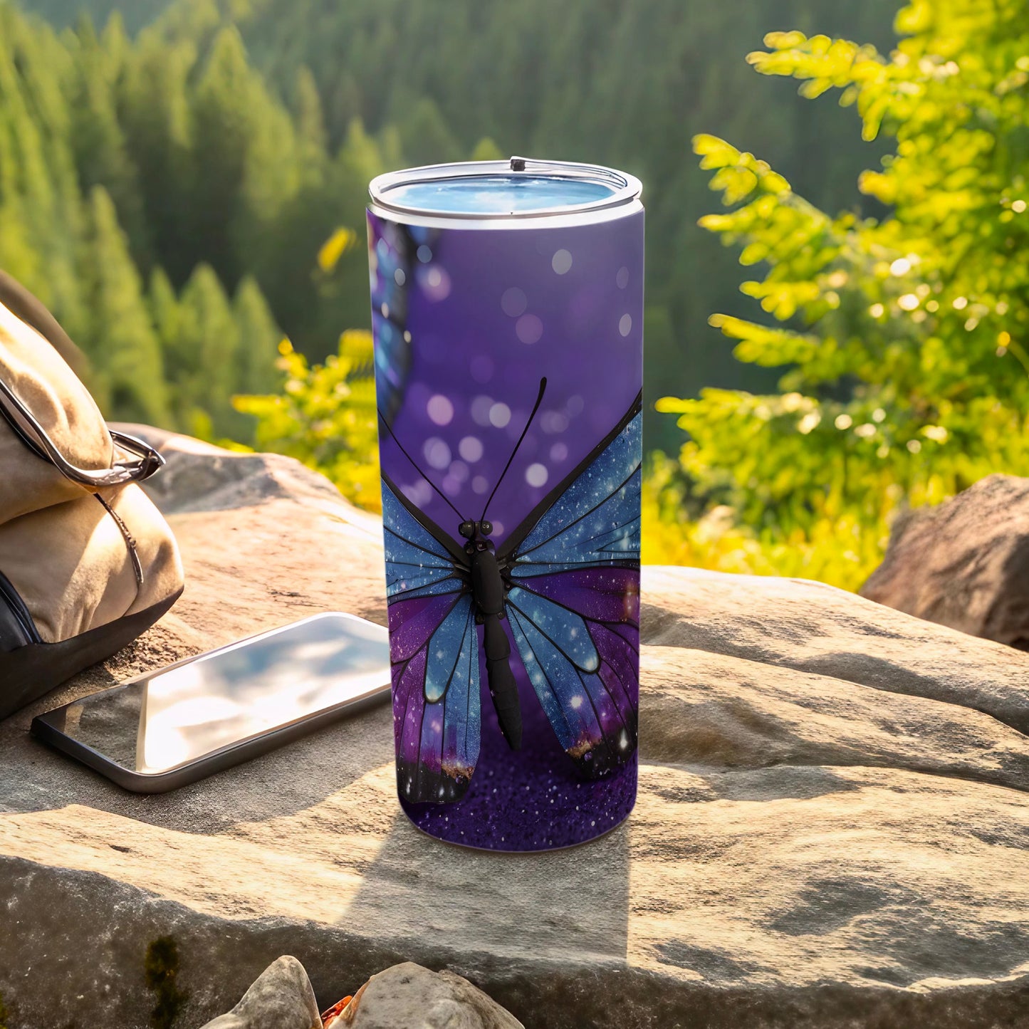 Purple Blue Glitter Butterfly Galaxy Tumbler product type