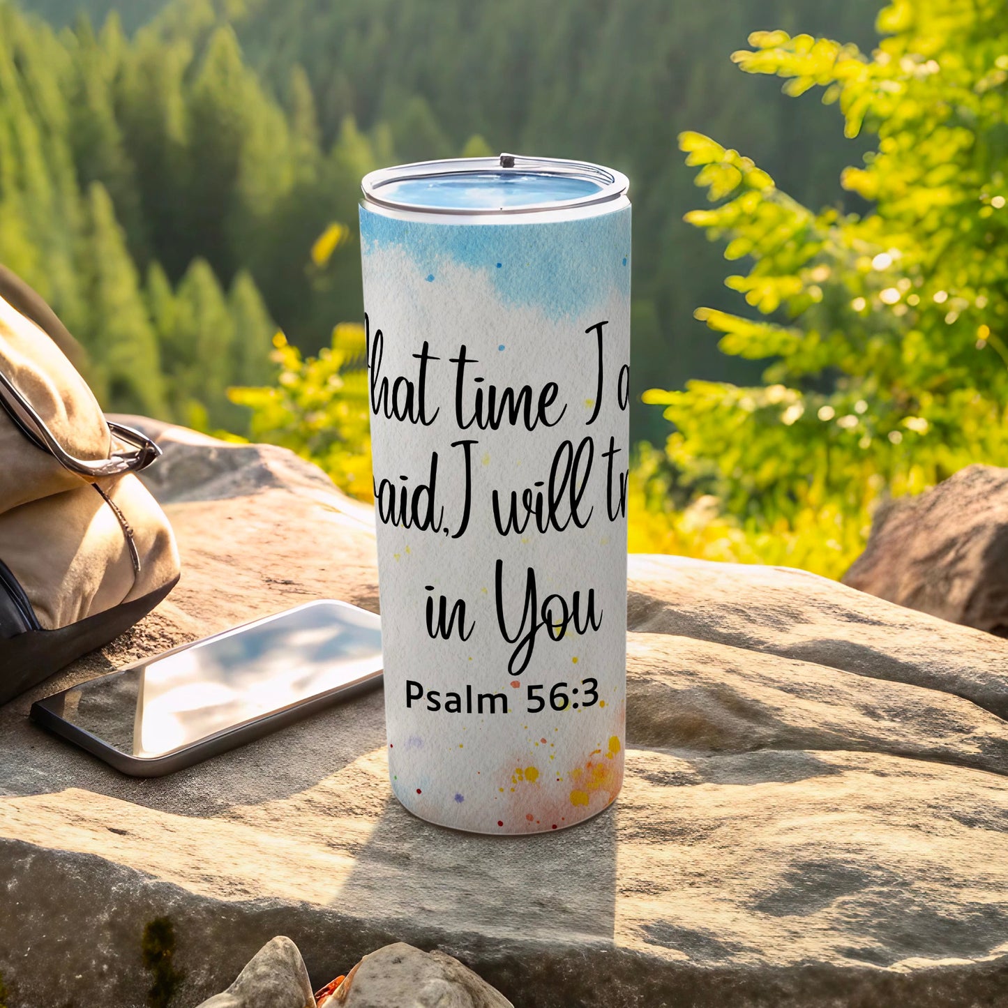 Inspirational Quote Travel Tumbler Psalm 56:3