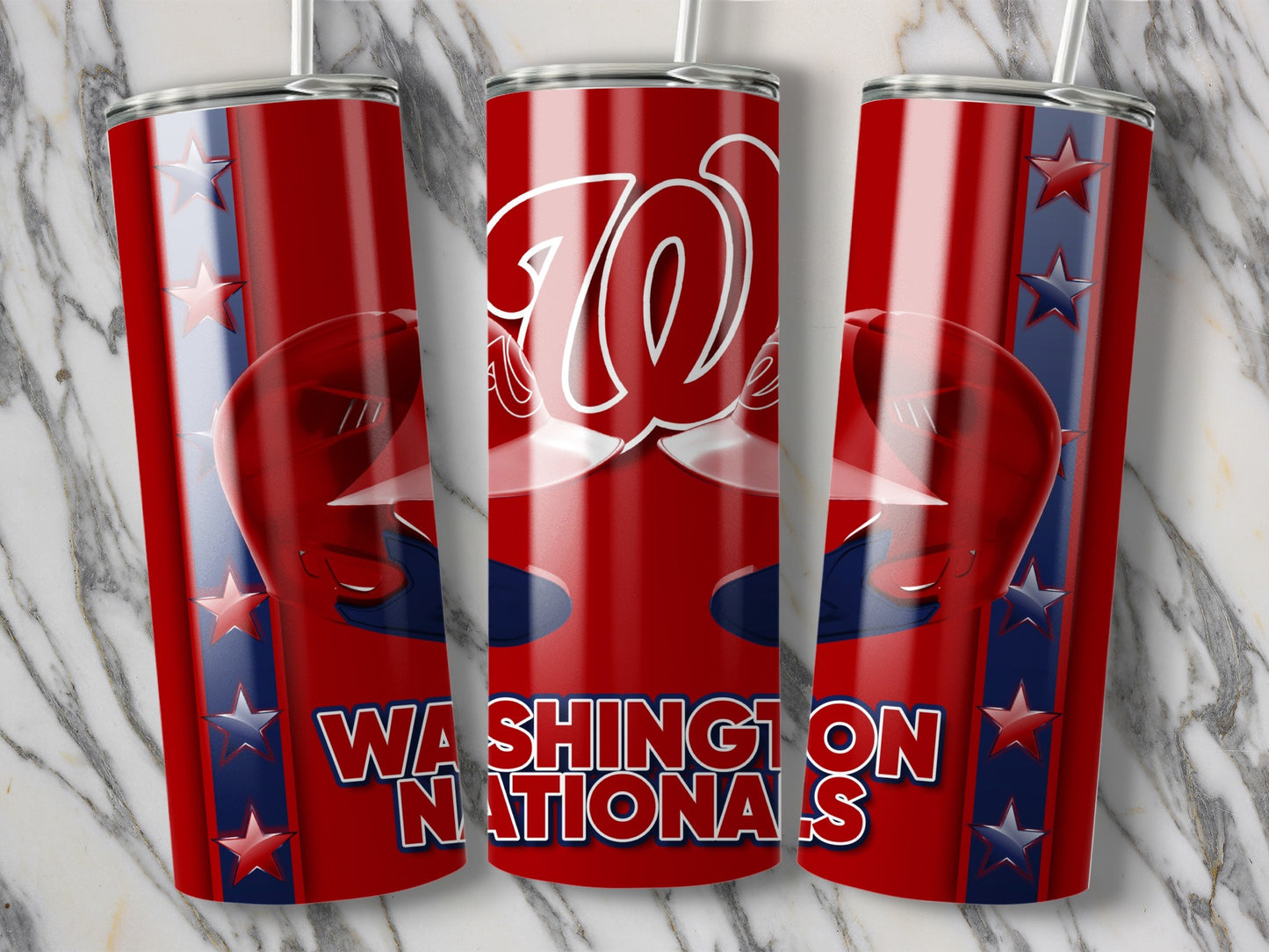 Washington Nationals Helmets a Red and Blue Design Tumblers