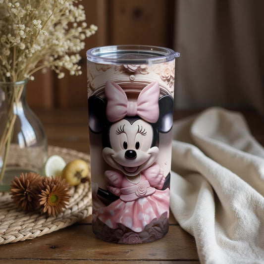Minnie Mouse Tumbler with Pink Bow and Dress Design