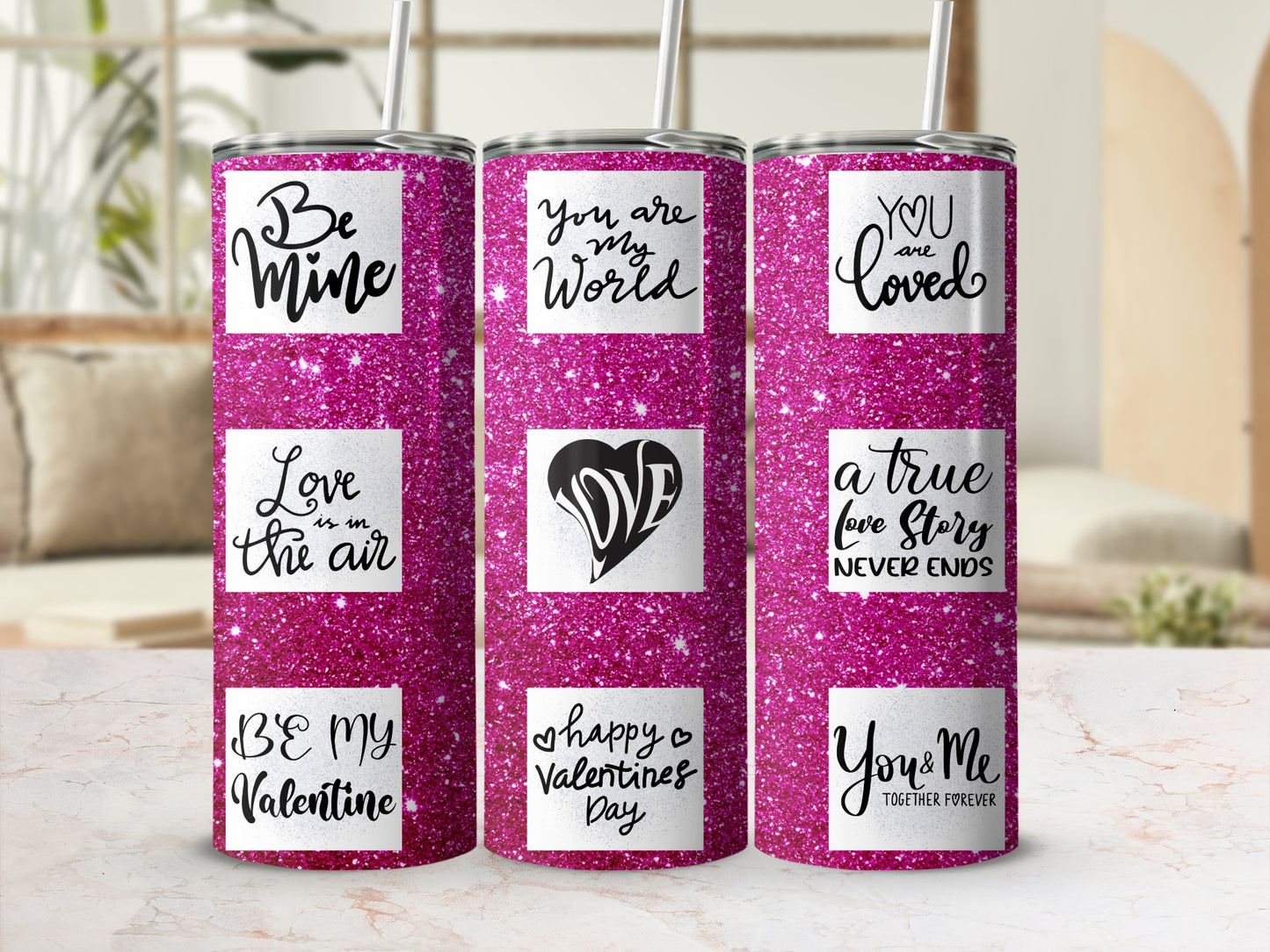 Sparkling Valentine's Day Message Tumbler Set