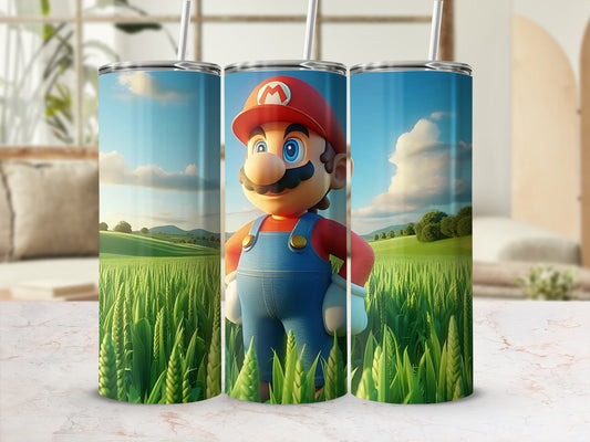 Vibrant Mario in Lush Field Design Tumbler Product