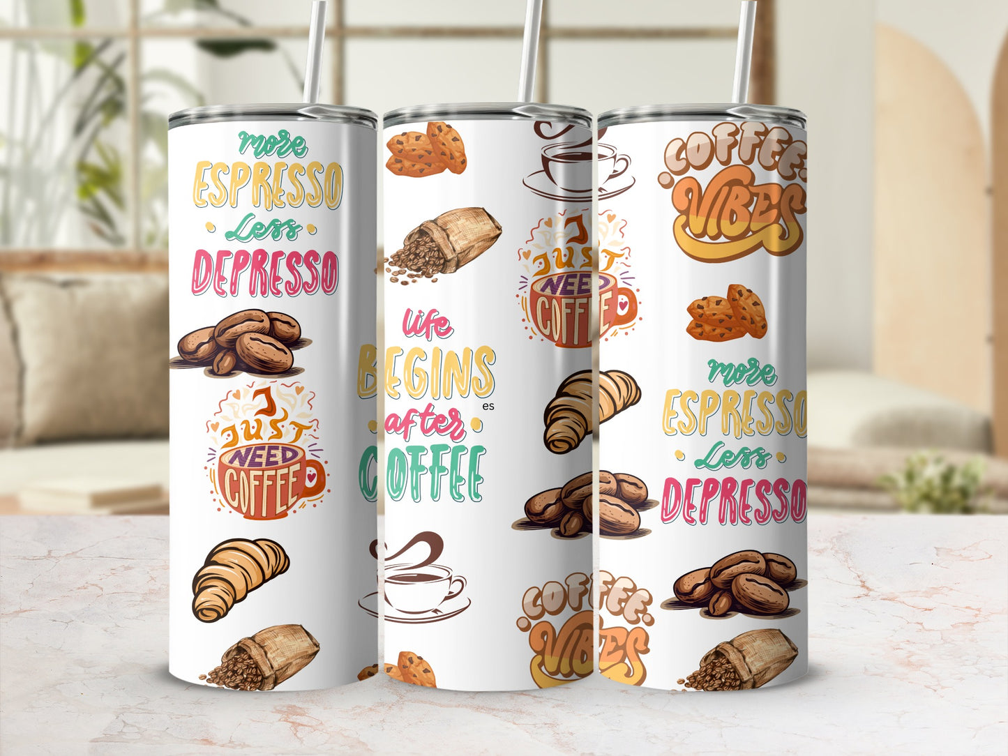Coffee Lovers Themed Insulated Tumbler Drinkware