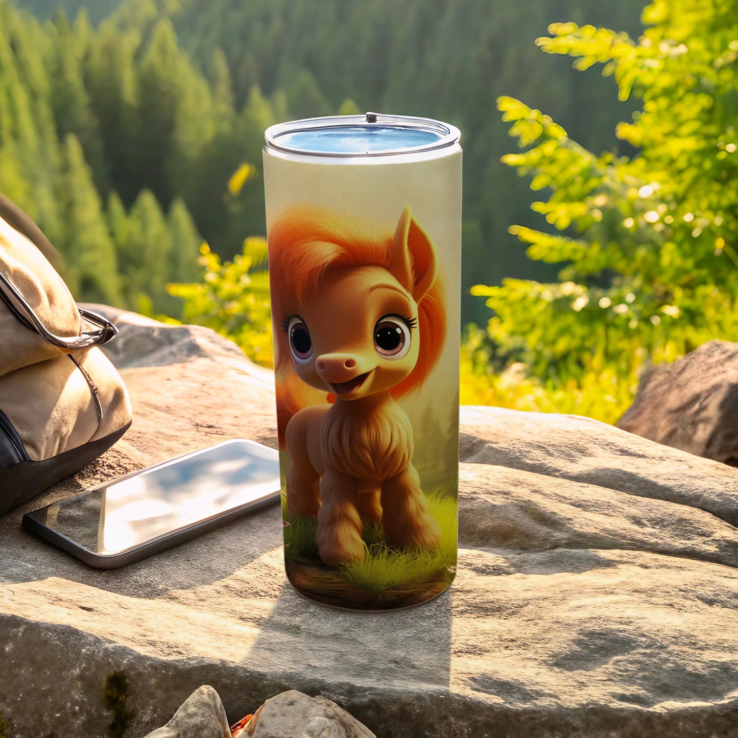Adorable Cartoon Pony Nature Scene Insulated Tumbler