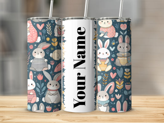 Personalized Adorable Bunny Design Tumbler for Kids