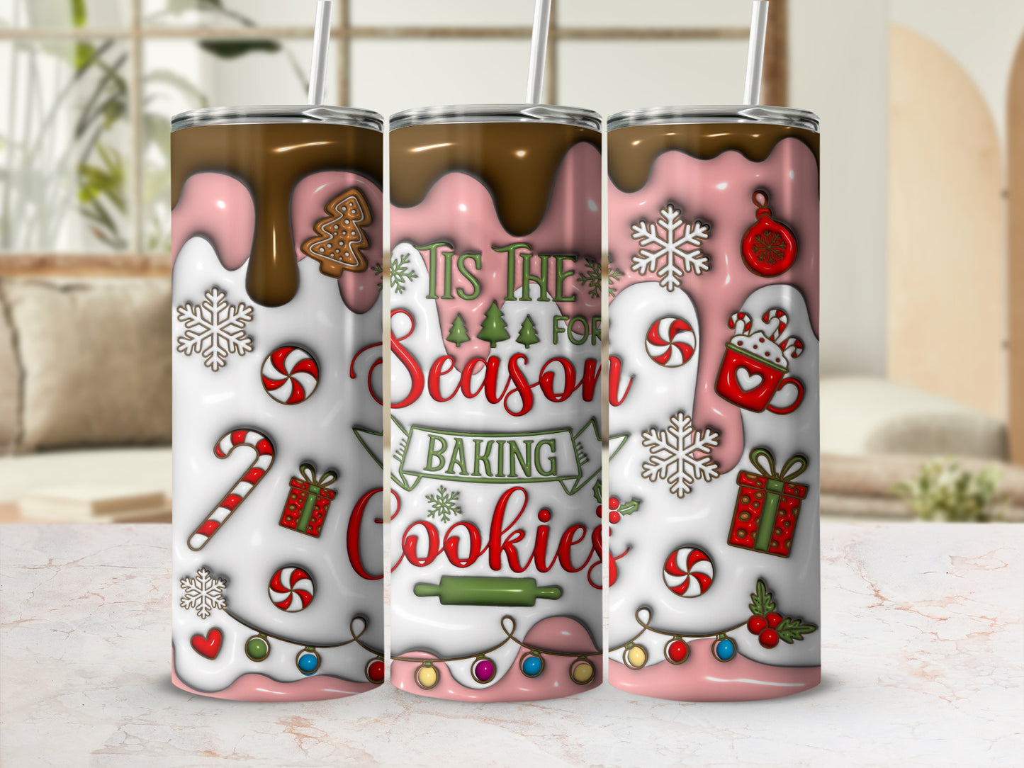 Festive Season Baking Cookies Themed Tumbler Cup