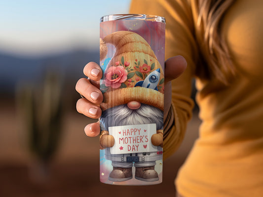Happy Mother's Day Gnome Floral Travel Mug