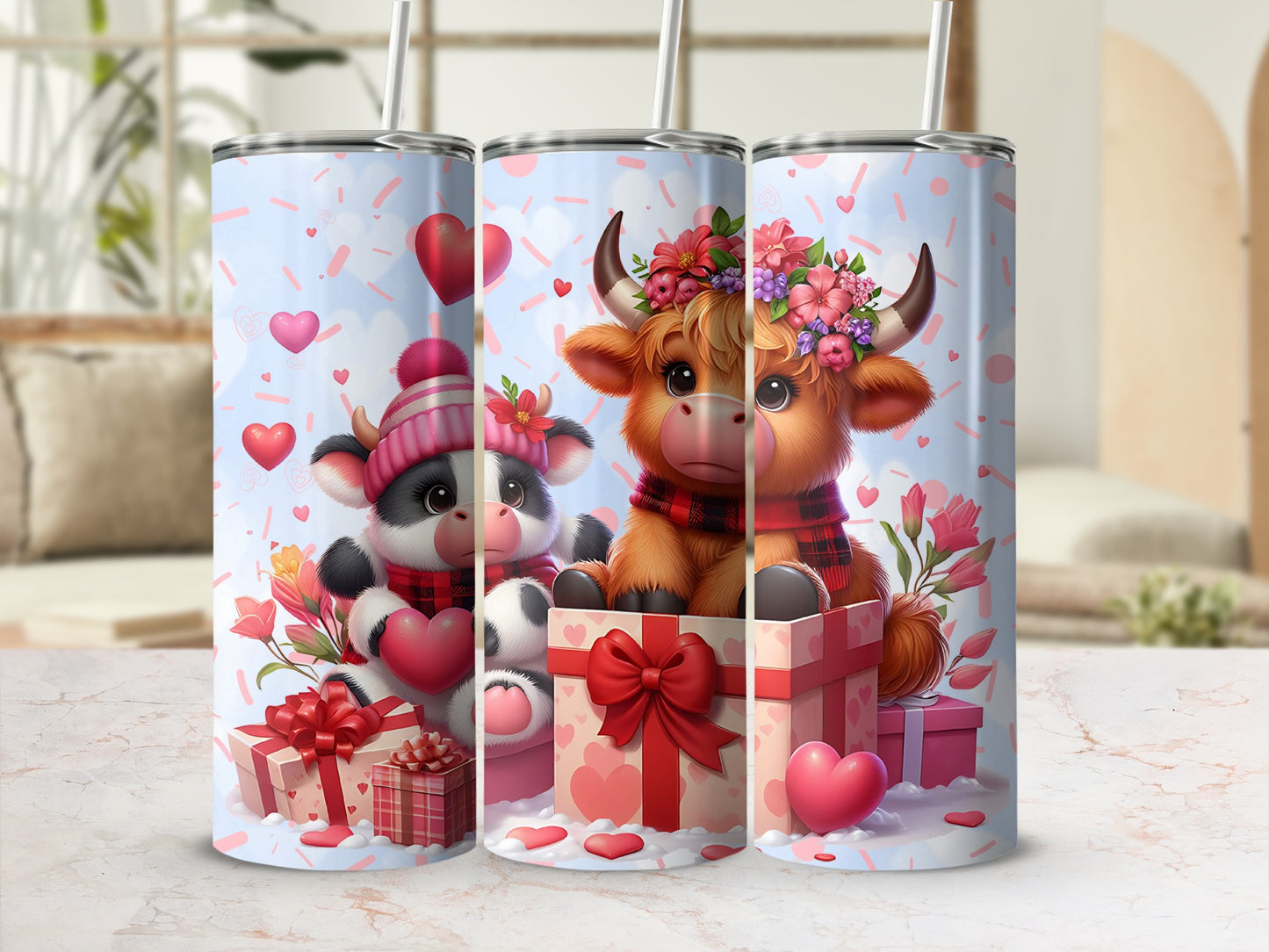 Cute Valentine's Tumbler with Adorable Animal Design