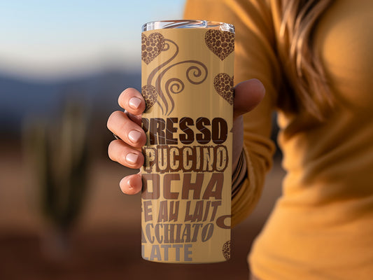 Stylish Coffee-Themed Insulated Tumbler for Hot and Cold Drinks