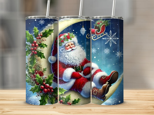 Festive Santa Claus and Holly Berry Tumbler Product