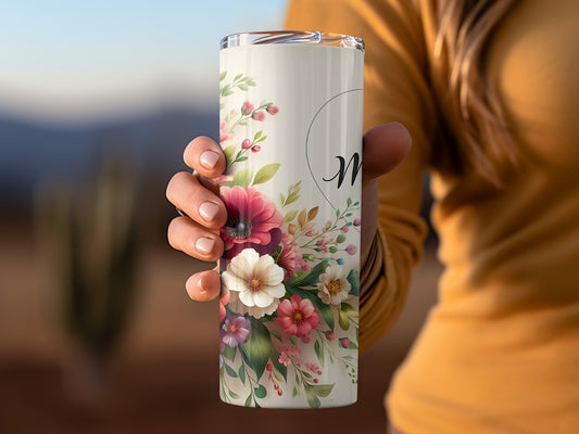 Floral Design Insulated Tumbler For Beverages