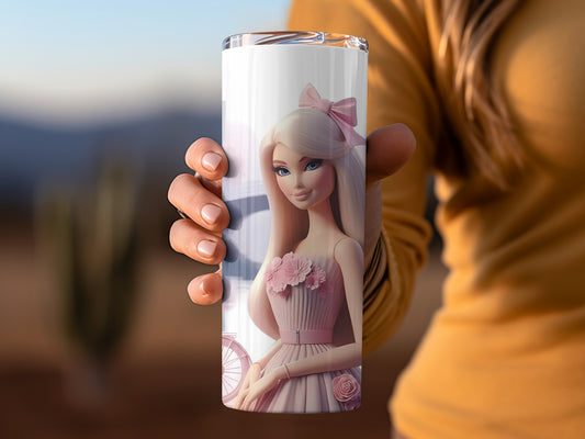 Barbie Pink Doll Dress Background Tumblers